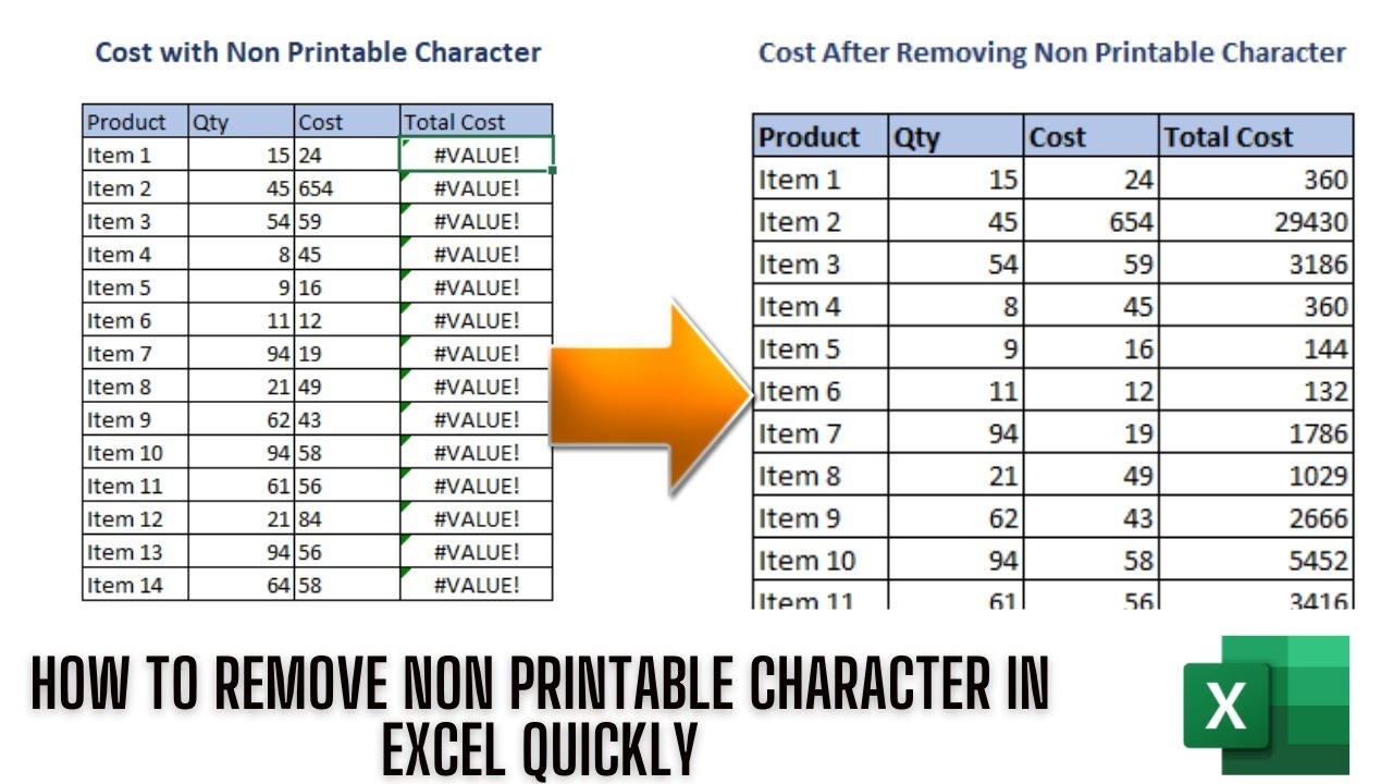 How To Remove The Non Printable Characters Quickly In Excel YouTube How To Remove The Non Printable Characters Quickly In Excel YouTube