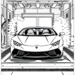 Lamborghini Car Wash Day Coloring Page Free PDF PNG Printable