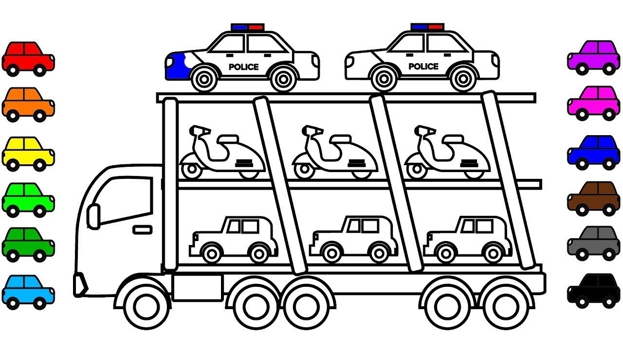Learn Colors For Kids With Police Car Carrier Truck Coloring Pages By DT Kids YouTube Learn Colors For Kids With Police Car Carrier Truck Coloring Pages By DT Kids YouTube