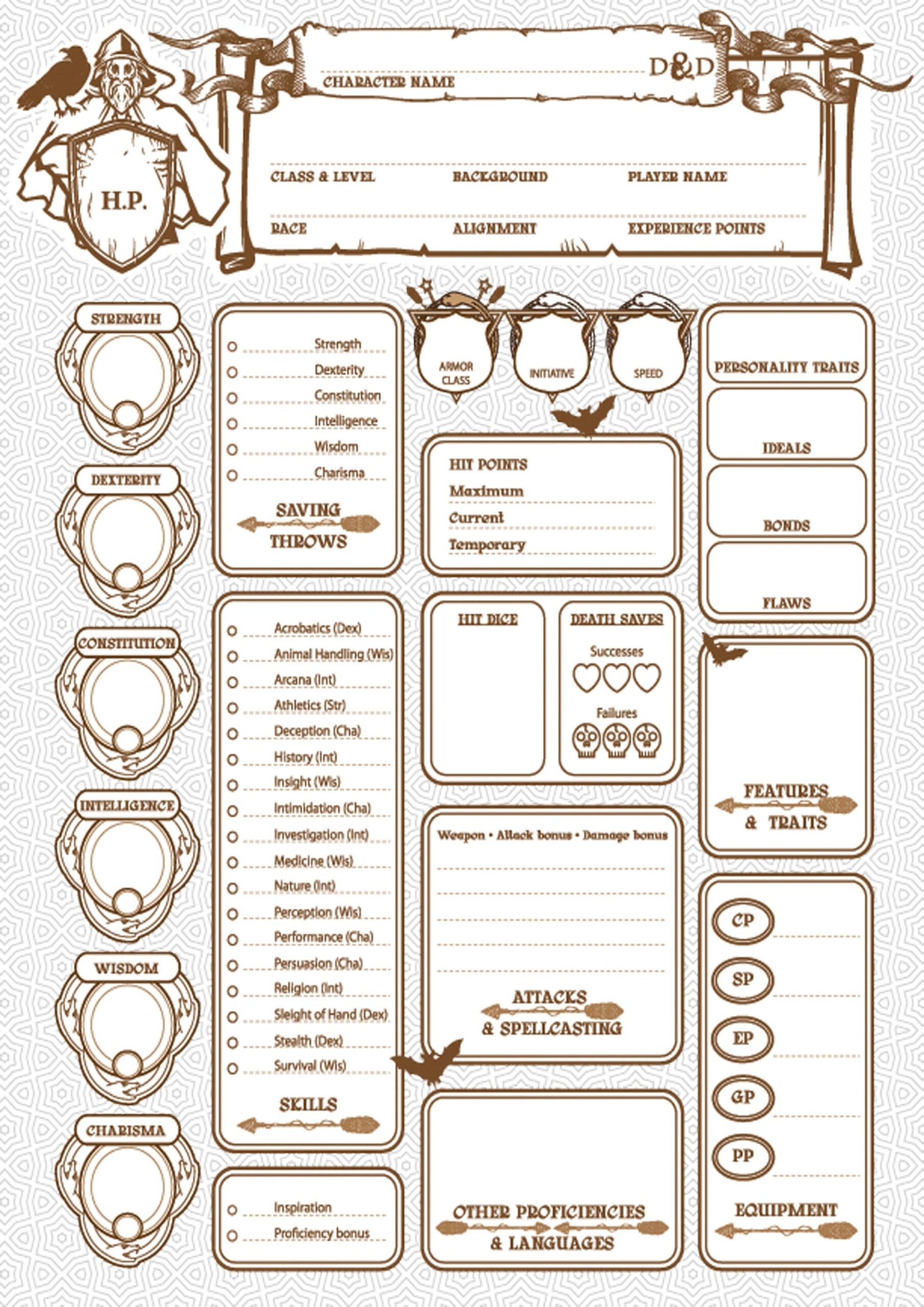 Master Your Adventure Ultimate Dnd Character Sheet PDF Printable Dungeons Dragons Sheets Etsy