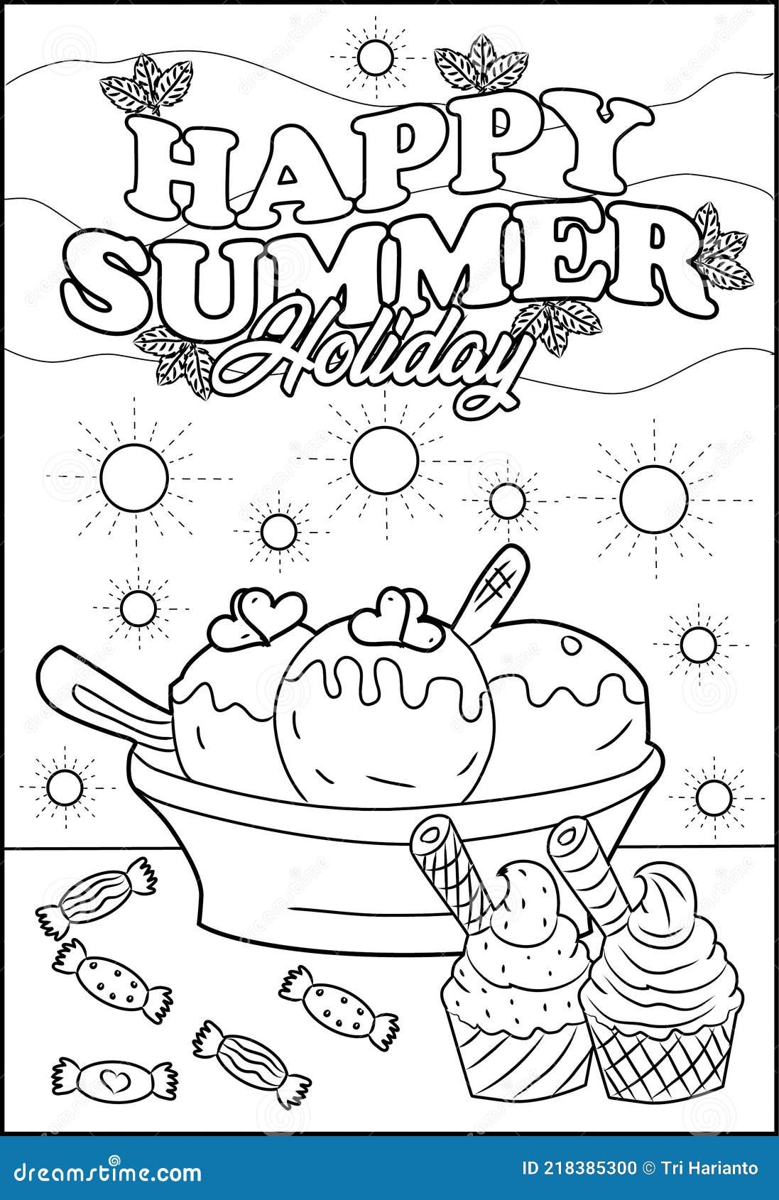Melted Ice Cream Happy Summer Holiday Coloring Page Stock Illustration Illustration Of Variety Page 218385300 Melted Ice Cream Happy Summer Holiday Coloring Page Stock Illustration Illustration Of Variety Page 218385300