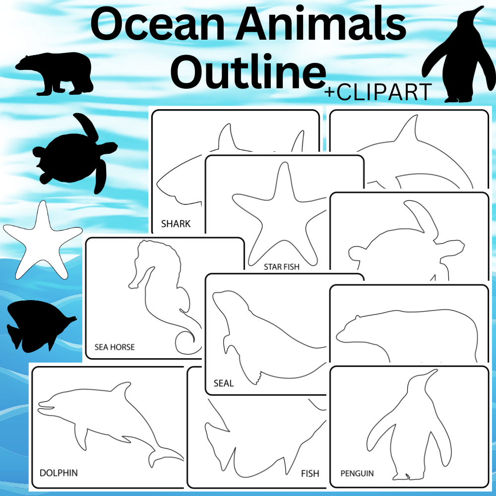 Ocean Animals Outline Templates Sea Animals Clipart Made By Teachers Ocean Animals Outline Templates Sea Animals Clipart Made By Teachers