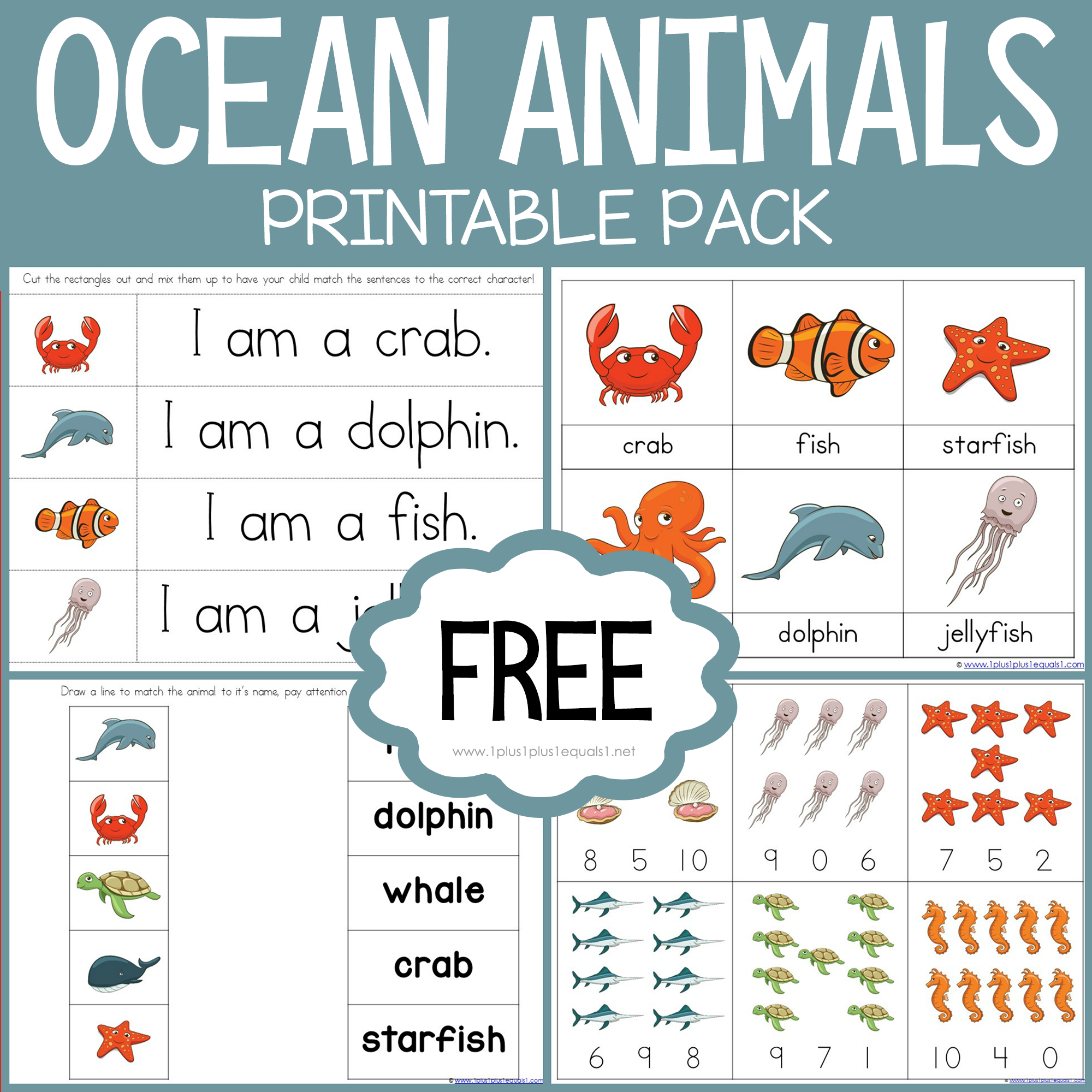 Ocean Animals Preschool Printables 1 1 1 1