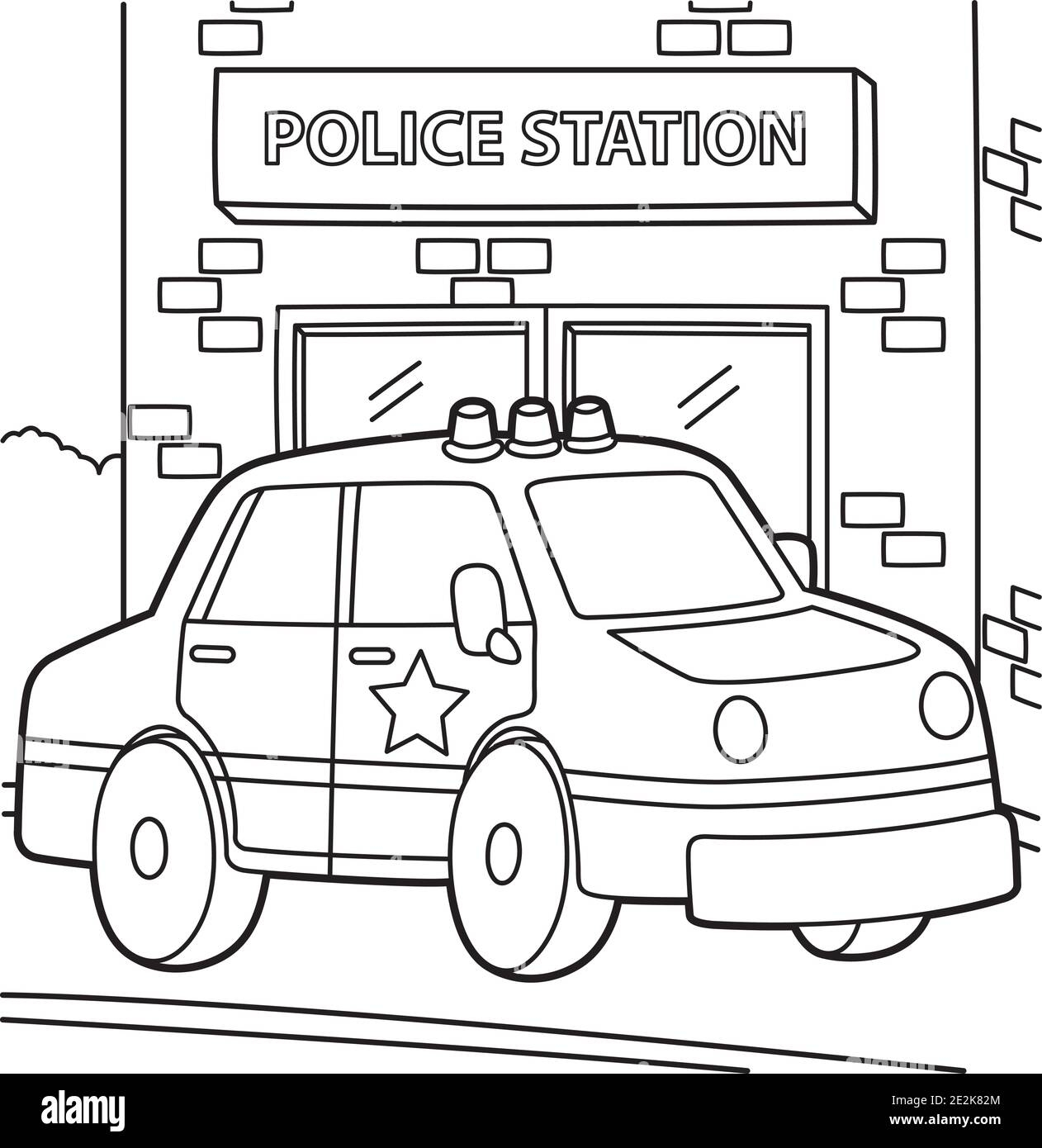 Police Car Coloring Page Stock Vector Image Art Alamy Police Car Coloring Page Stock Vector Image Art Alamy