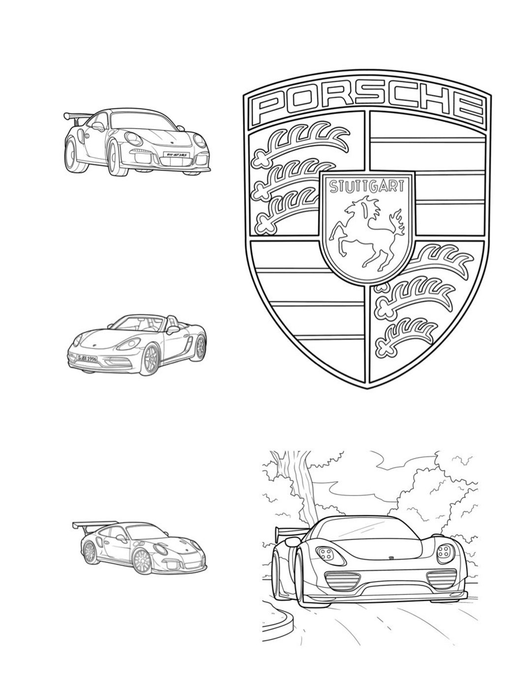 Porsche Car Bundle Of Five Coloring Pages Etsy Porsche Car Bundle Of Five Coloring Pages Etsy