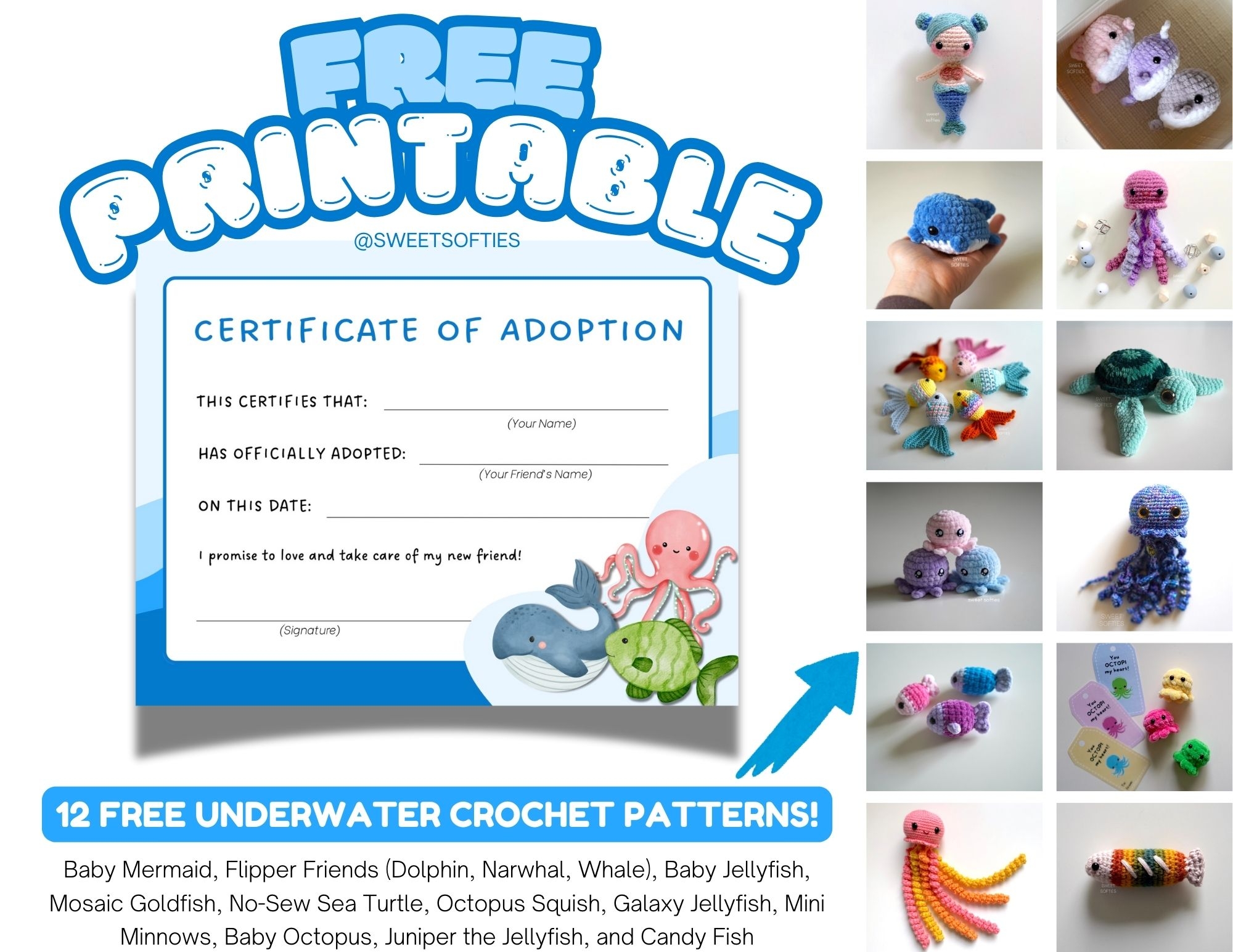 Printable Amigurumi Adoption Certificate Free Crochet Sea Animal Pattern Roundup Sweet Softies Printable Amigurumi Adoption Certificate Free Crochet Sea Animal Pattern Roundup Sweet Softies
