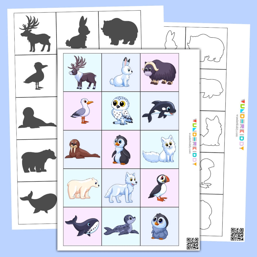Printable Arctic Animal Shadow Matching Learning Binder Printable Arctic Animal Shadow Matching Learning Binder