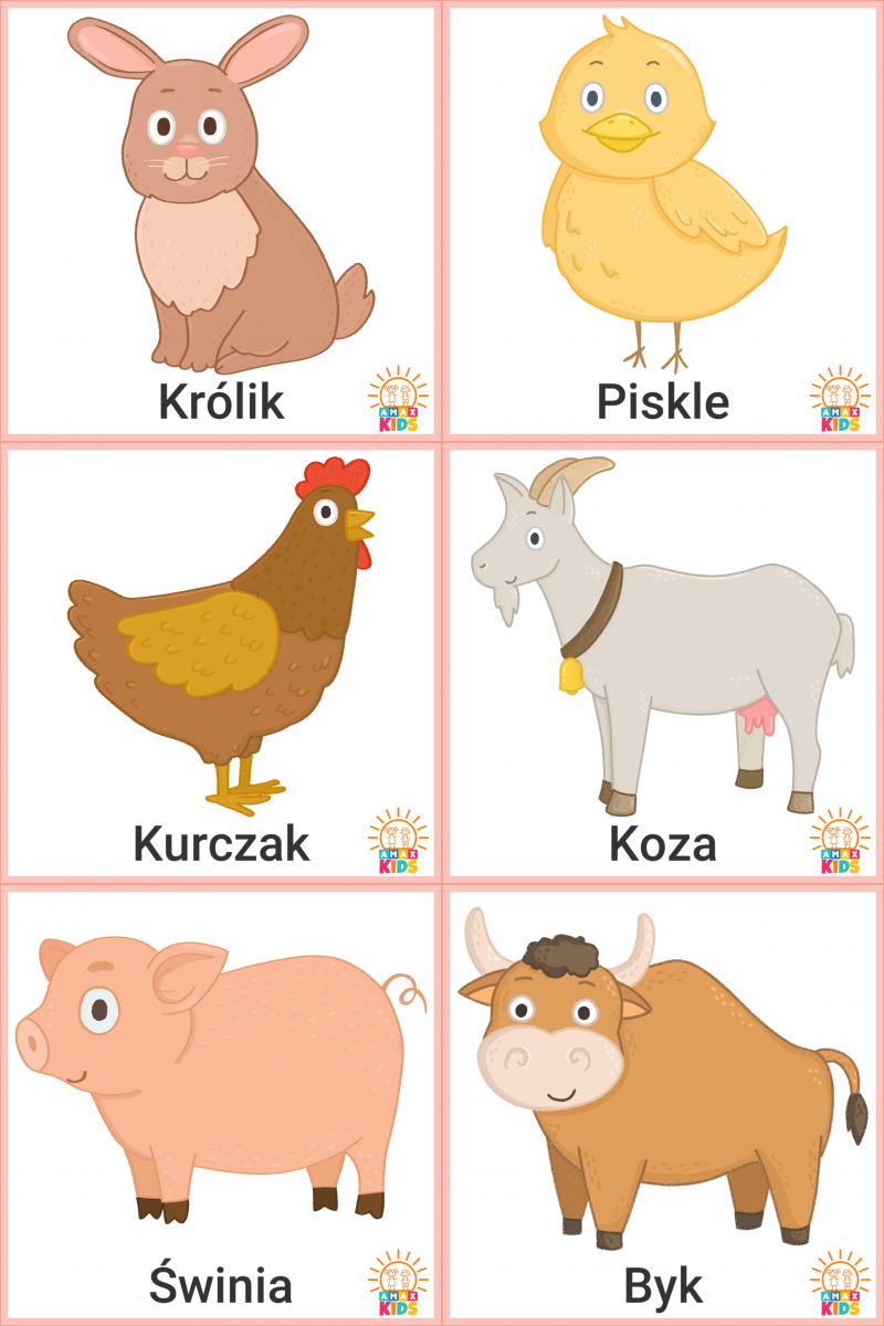 Printable Flashcards For Kids Farm Animals Amax Kids
