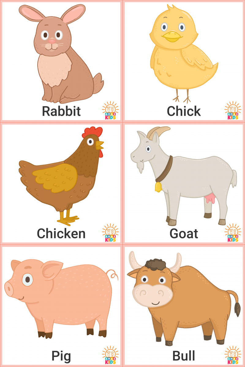Printable Flashcards For Kids Farm Animals Amax Kids