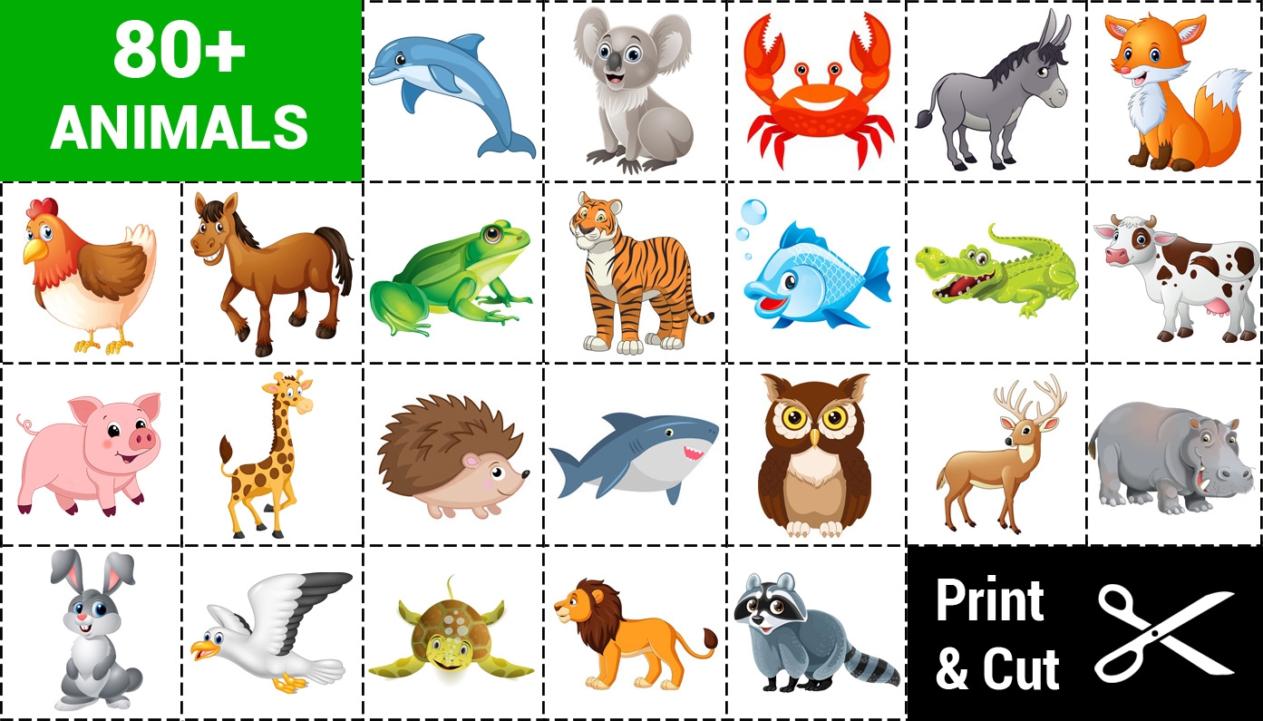 Printable Matching Game Animals 60 Cards To Cut Out Memozor
