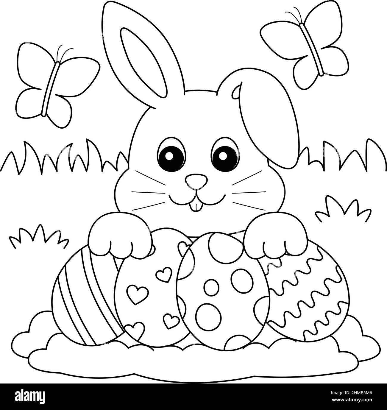 Rabbit Collecting Easter Egg Coloring Page Stock Vector Image Art Alamy