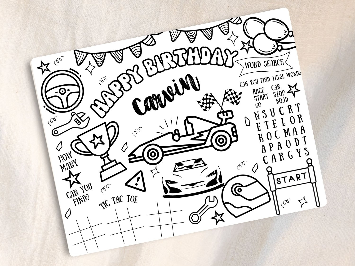 Race Car Birthday Coloring Page Customizable Editable Party Decor Payhip Race Car Birthday Coloring Page Customizable Editable Party Decor Payhip