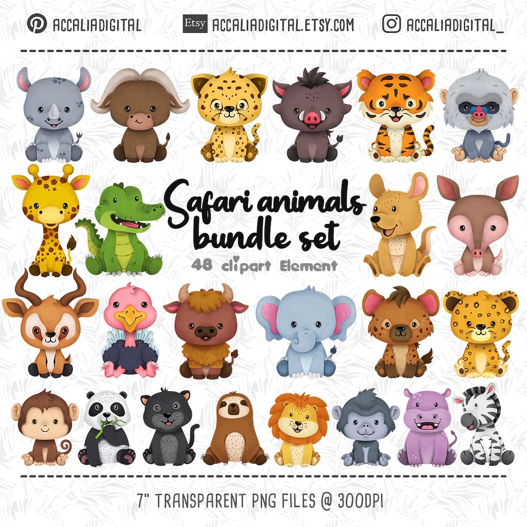 Safari Animal Clipart Bundle Digital Download Animal Png Safari Nursery Decor Printable Invitations Cute Hand drawn Animal For DIY Craft Etsy Safari Animal Clipart Bundle Digital Download Animal Png Safari Nursery Decor Printable Invitations Cute Hand drawn Animal For DIY Craft Etsy