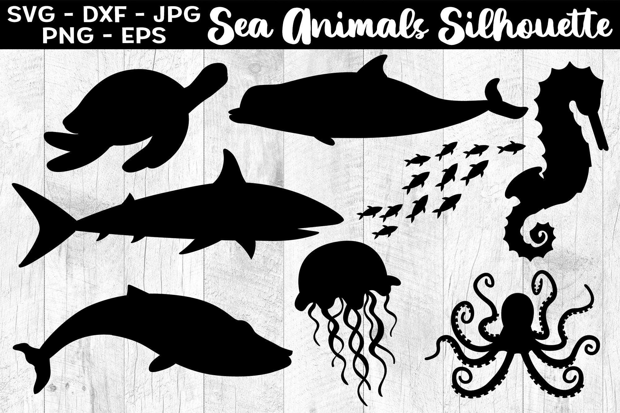 Sea Animals Silhouettes Sea Animals SVG EPS PNG