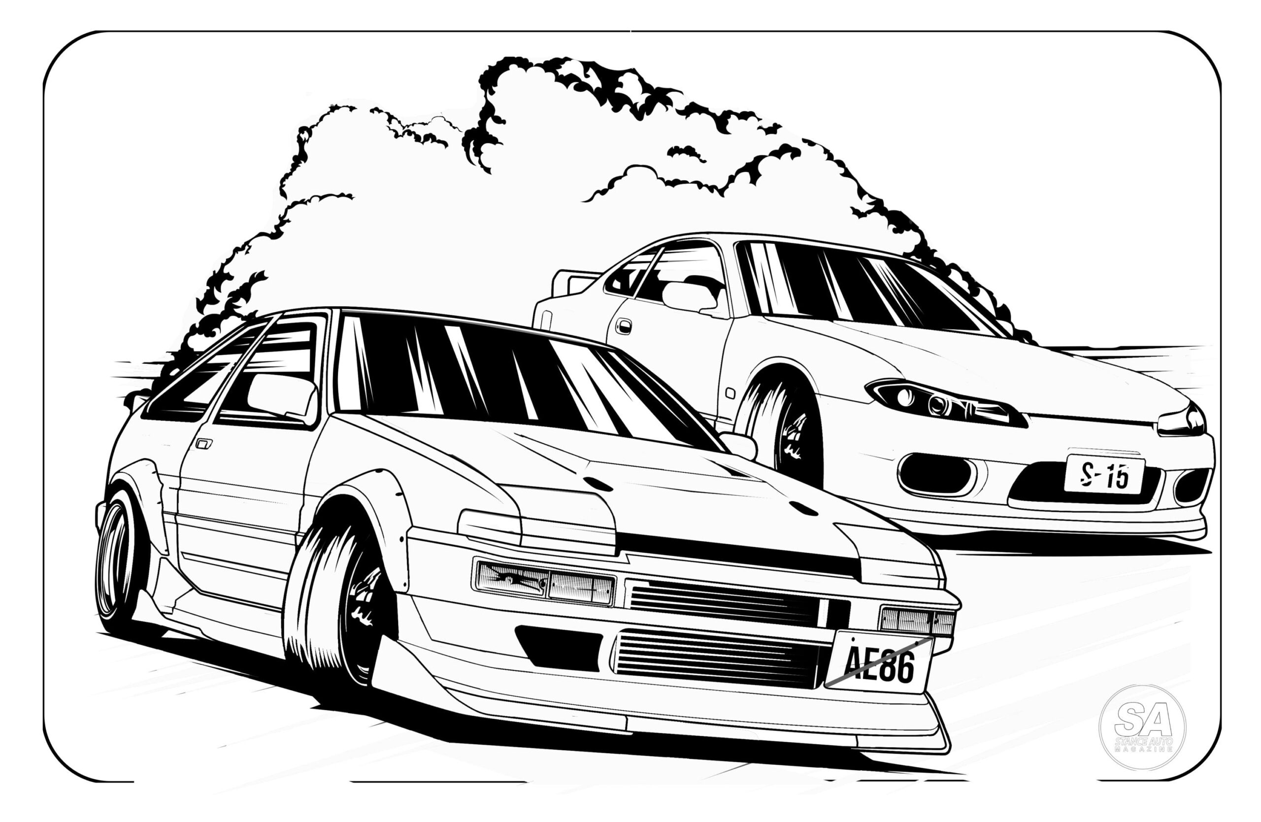Stance Auto JDM Colouring Book Etsy Stance Auto JDM Colouring Book Etsy