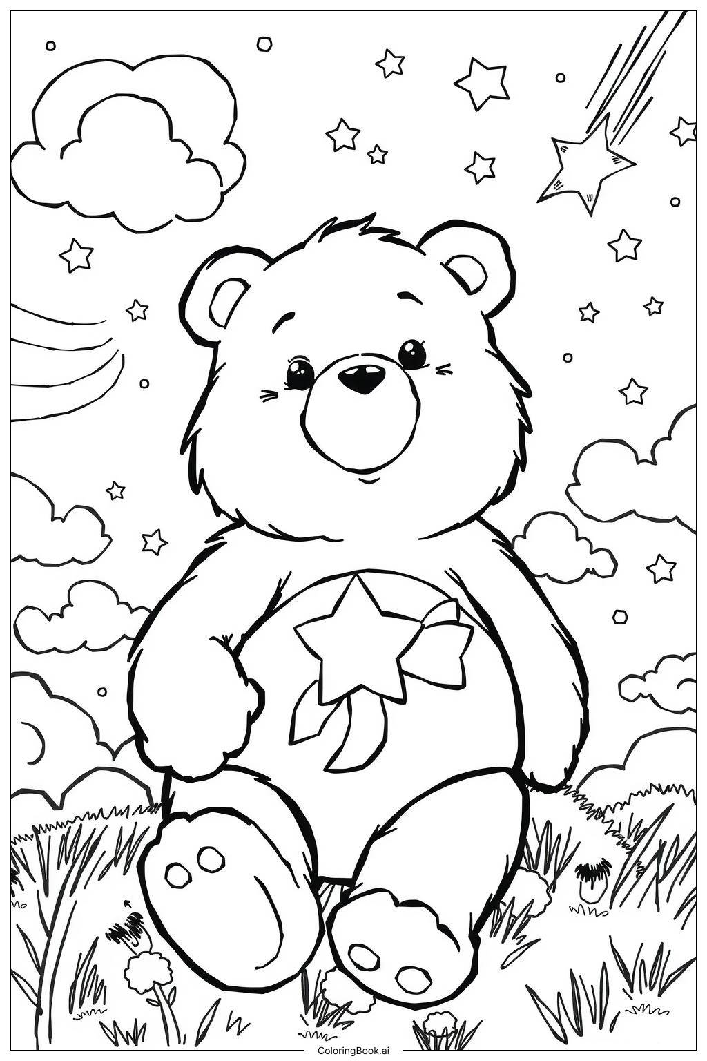 Stoner Care Bear Stargazing At Night 2 Coloring Page Free PDF PNG Printable Stoner Care Bear Stargazing At Night 2 Coloring Page Free PDF PNG Printable