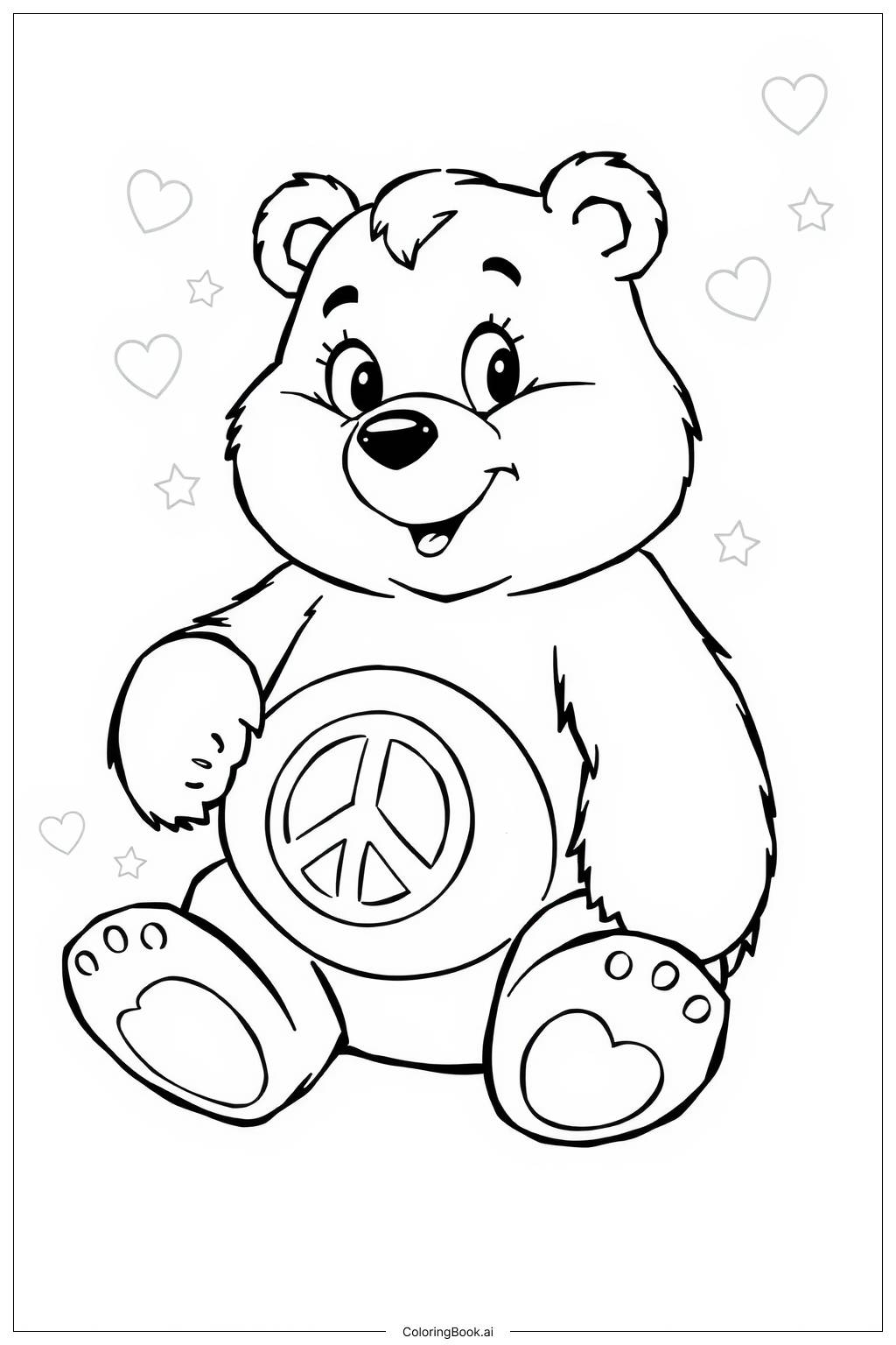 Stoner Care Bear With Peace Symbols 2 Coloring Page Free PDF PNG Printable Stoner Care Bear With Peace Symbols 2 Coloring Page Free PDF PNG Printable