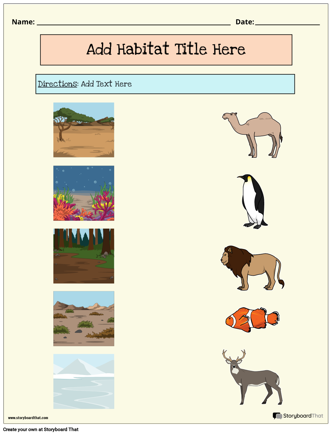 Storyboard That Free Animal Habitat Worksheets Storyboard That Free Animal Habitat Worksheets