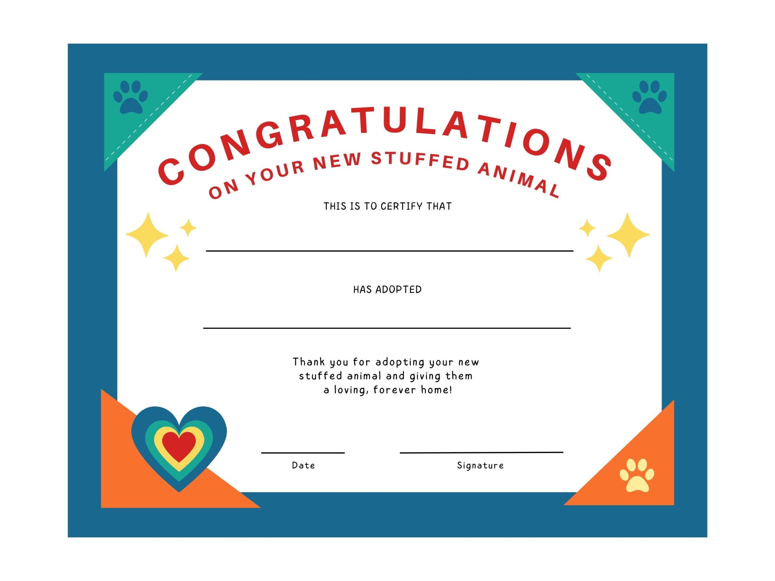 Stuffed Animal Adoption Certificate For Kids CANVA Template Also PDF JPG Ready To Print Form Fields In Pdf To Fill Out And Print Etsy Stuffed Animal Adoption Certificate For Kids CANVA Template Also PDF JPG Ready To Print Form Fields In Pdf To Fill Out And Print Etsy