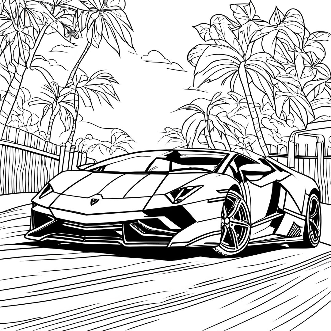Supercar Coloring Book Lamborghini Ferrari Bugatti 20 Pages PDF Pattern Etsy