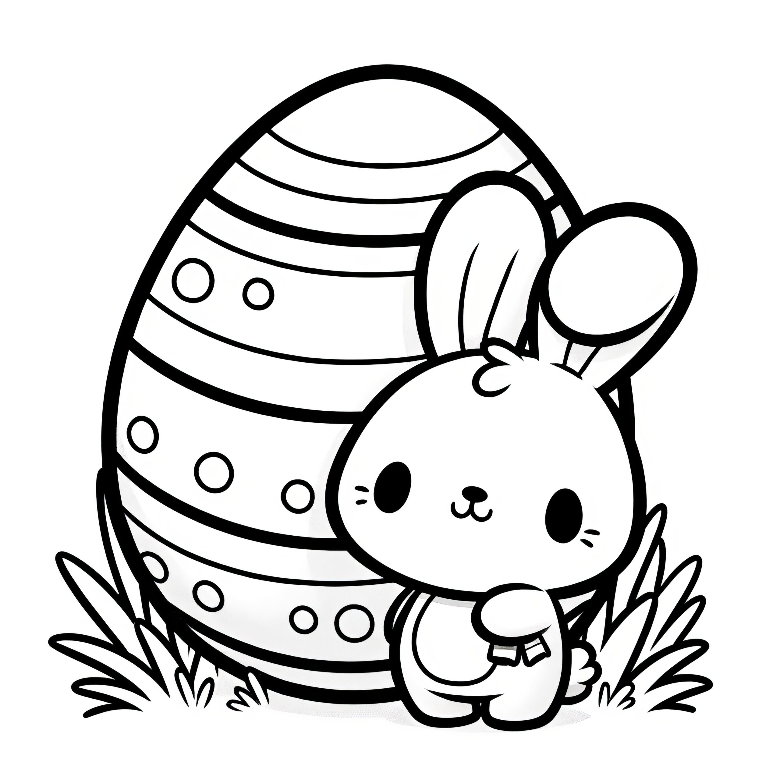 Sweet Easter Bunny With A Huge Easter Egg Simple Coloring Page Free Sweet Easter Bunny With A Huge Easter Egg Simple Coloring Page Free
