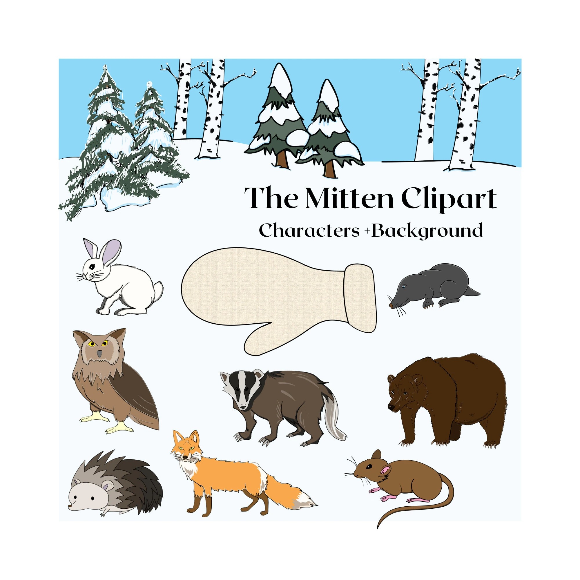The Mitten Animals Printable Printable Party Favors The Mitten Animals Printable Printable Party Favors