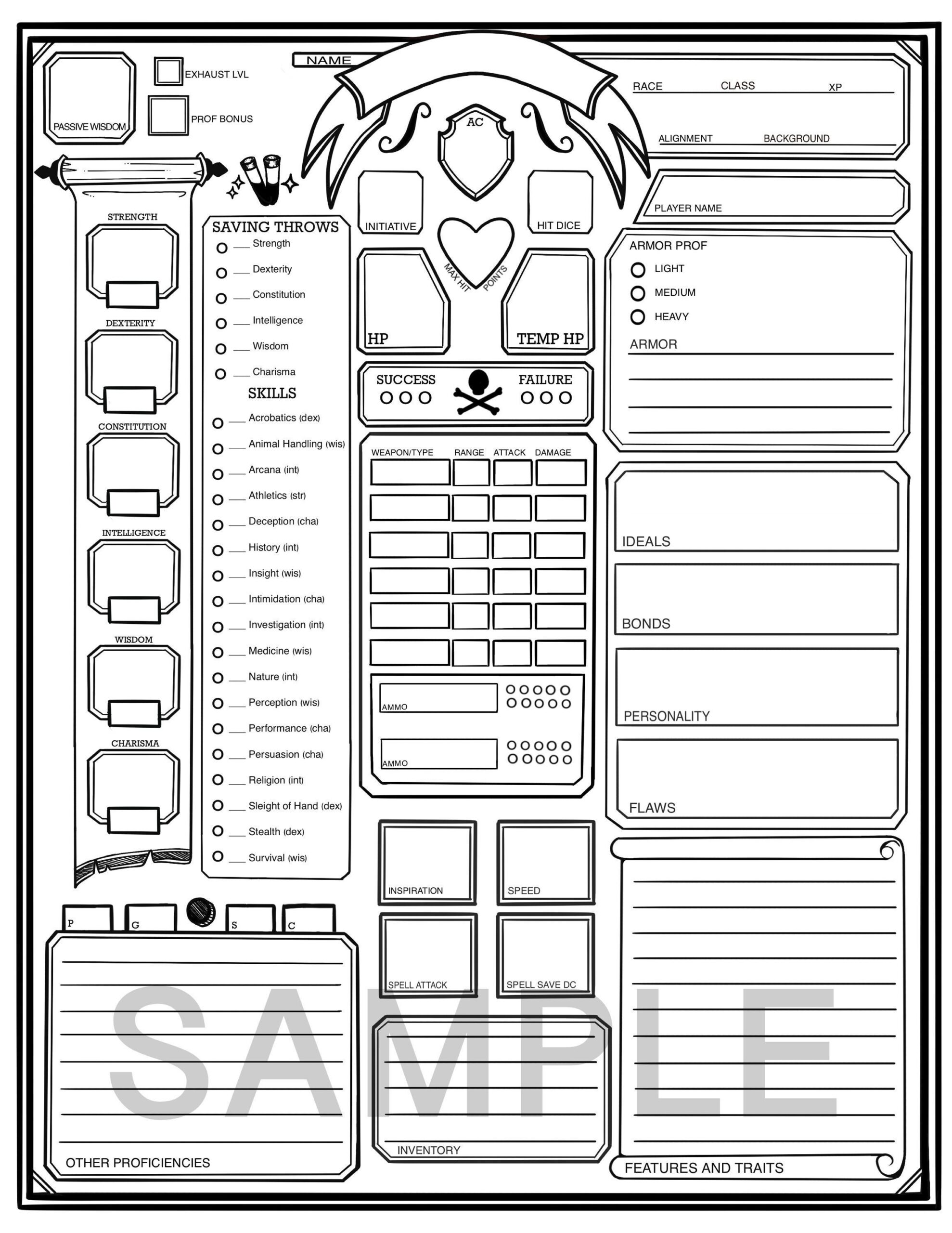 dungeons and dragons printable character sheet dungeons and dragons printable character sheet