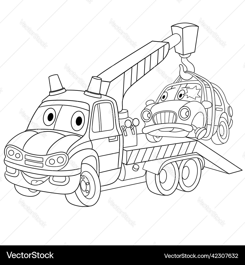 Tow Truck Coloring Page For Kids Royalty Free Vector Image Tow Truck Coloring Page For Kids Royalty Free Vector Image