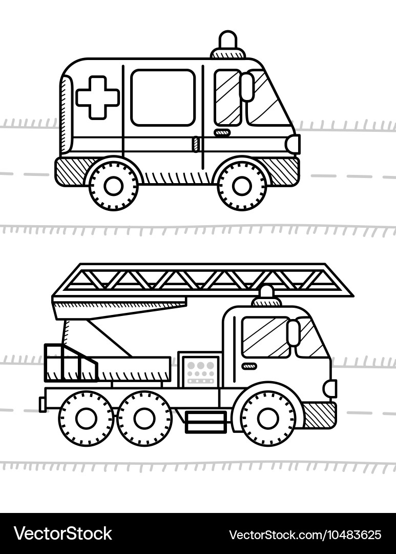 Vehicles Coloring Book Cars Trucks Vector Image Vehicles Coloring Book Cars Trucks Vector Image