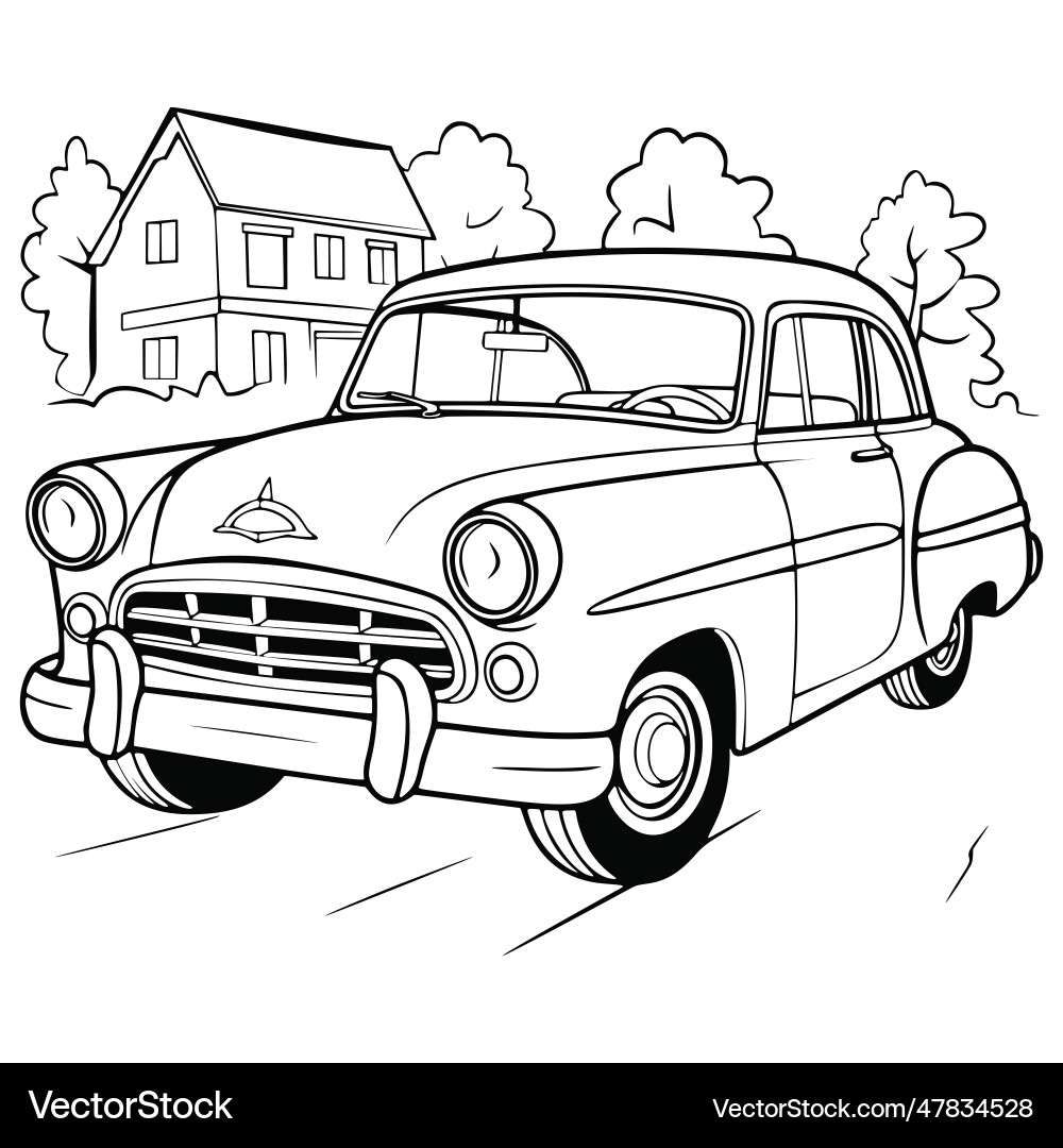 Vintage Car Coloring Page Royalty Free Vector Image
