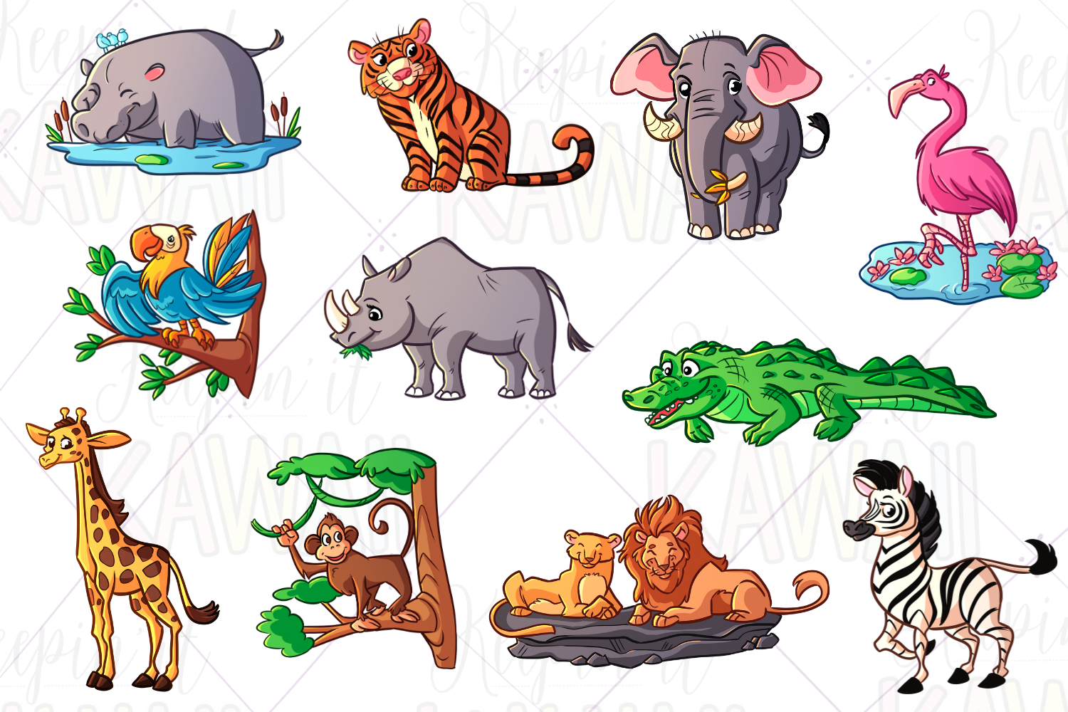 Zoo Animals Clipart By Keepin It Kawaii TheHungryJPEG Zoo Animals Clipart By Keepin It Kawaii TheHungryJPEG