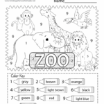 Zoo Animals Color By Number Worksheet Free Printable Digital PDF