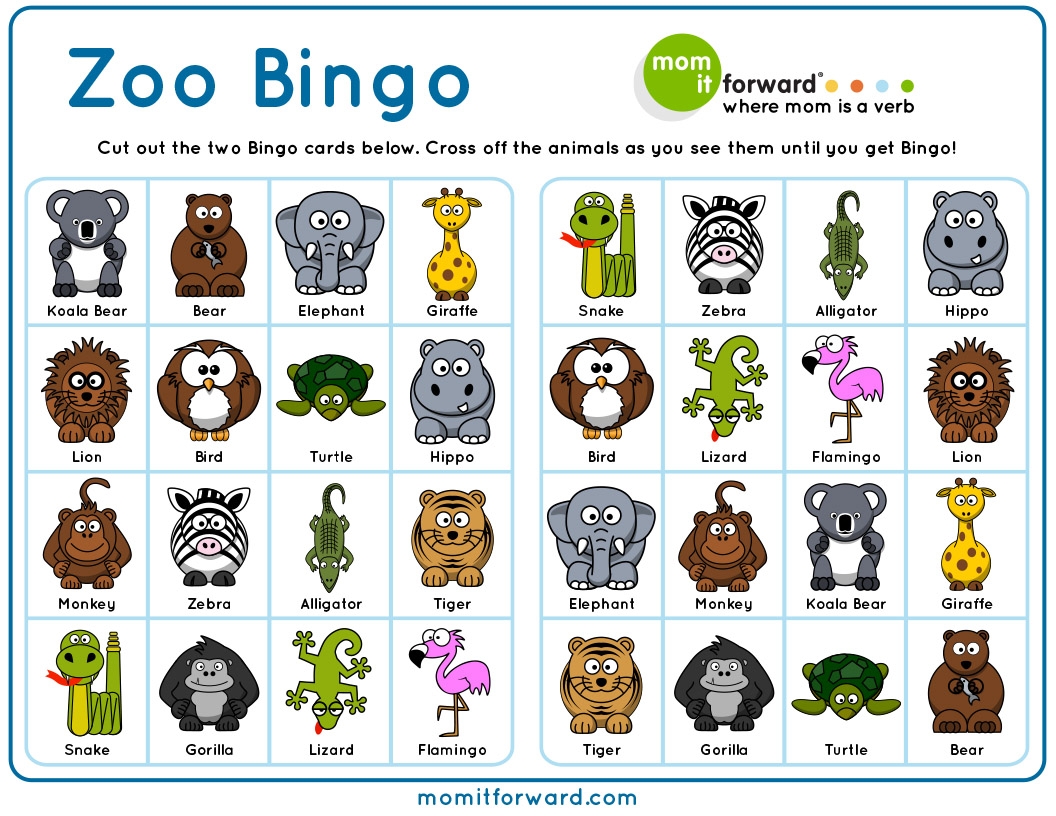 animal bingo printable free