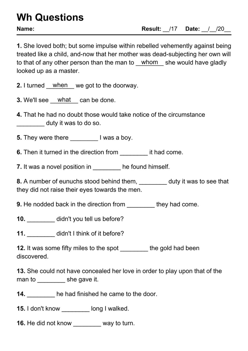 101 Wh Questions PDF Worksheets With Answers 2032 Exercises Grammarism 101 Wh Questions PDF Worksheets With Answers 2032 Exercises Grammarism
