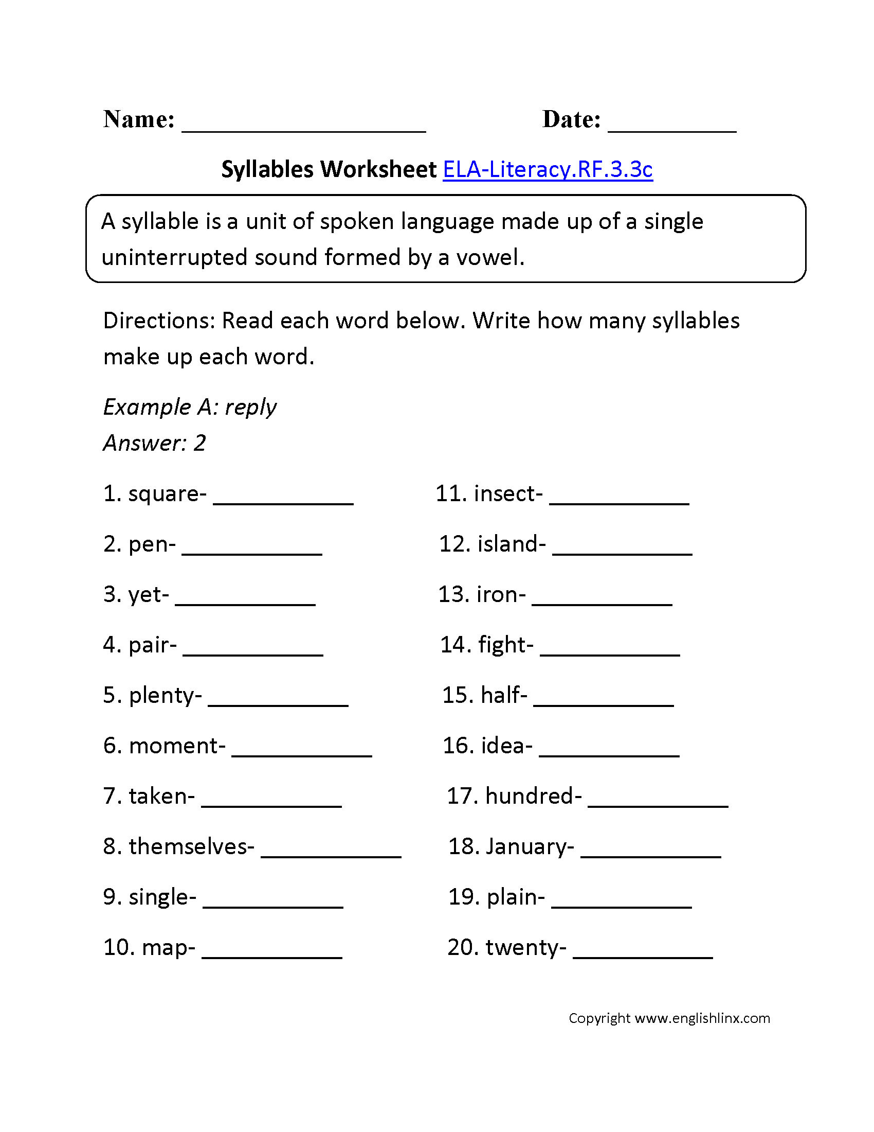 3rd grade ela worksheets