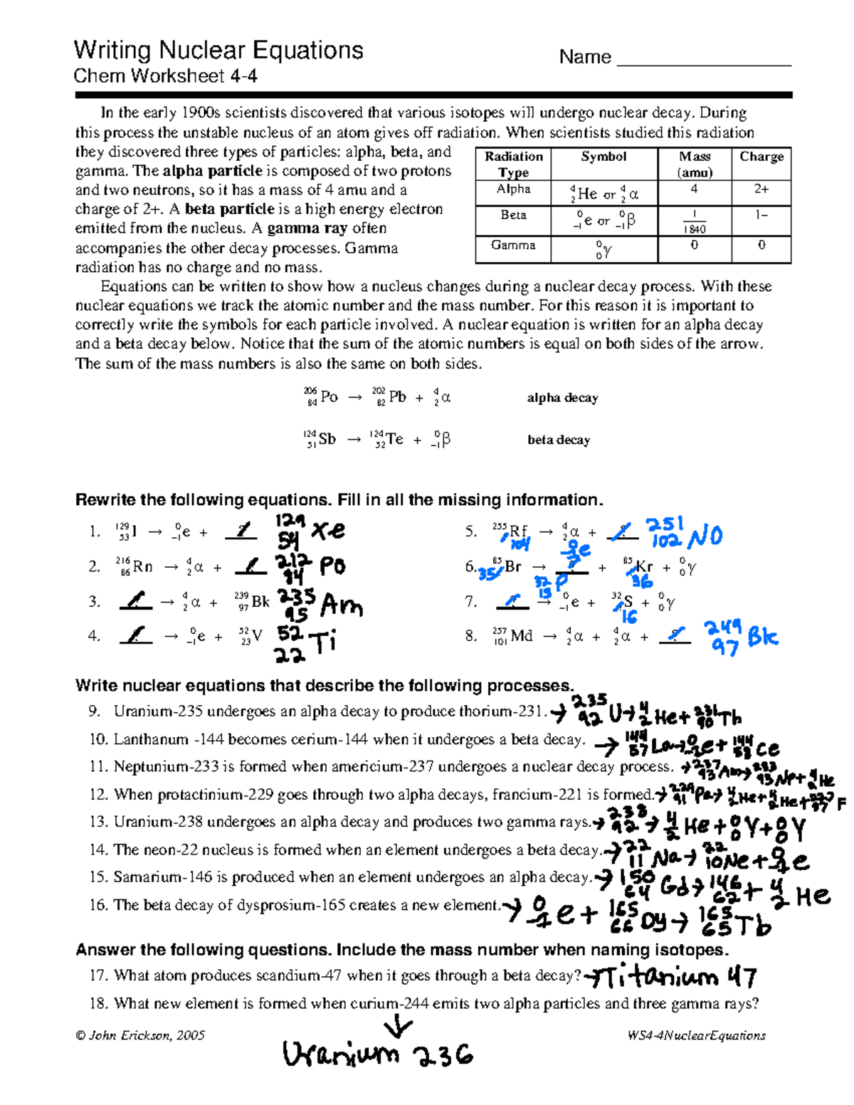 4 4Nuclear Equations Type Shit John Erickson 2005 WS4 4NuclearEquations Radiation Type Symbol Studocu 4 4Nuclear Equations Type Shit John Erickson 2005 WS4 4NuclearEquations Radiation Type Symbol Studocu