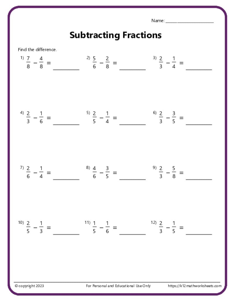 Adding And Subtracting Fractions Worksheets Adding And Subtracting Fractions Worksheets