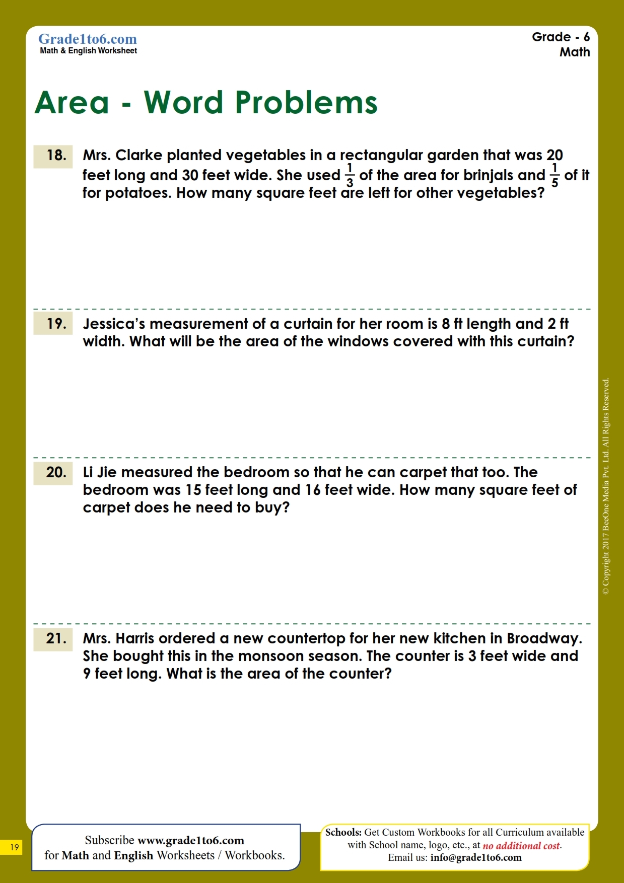 Area Word Problems Worksheets Exam Type Area Word Problems Worksheets Exam Type