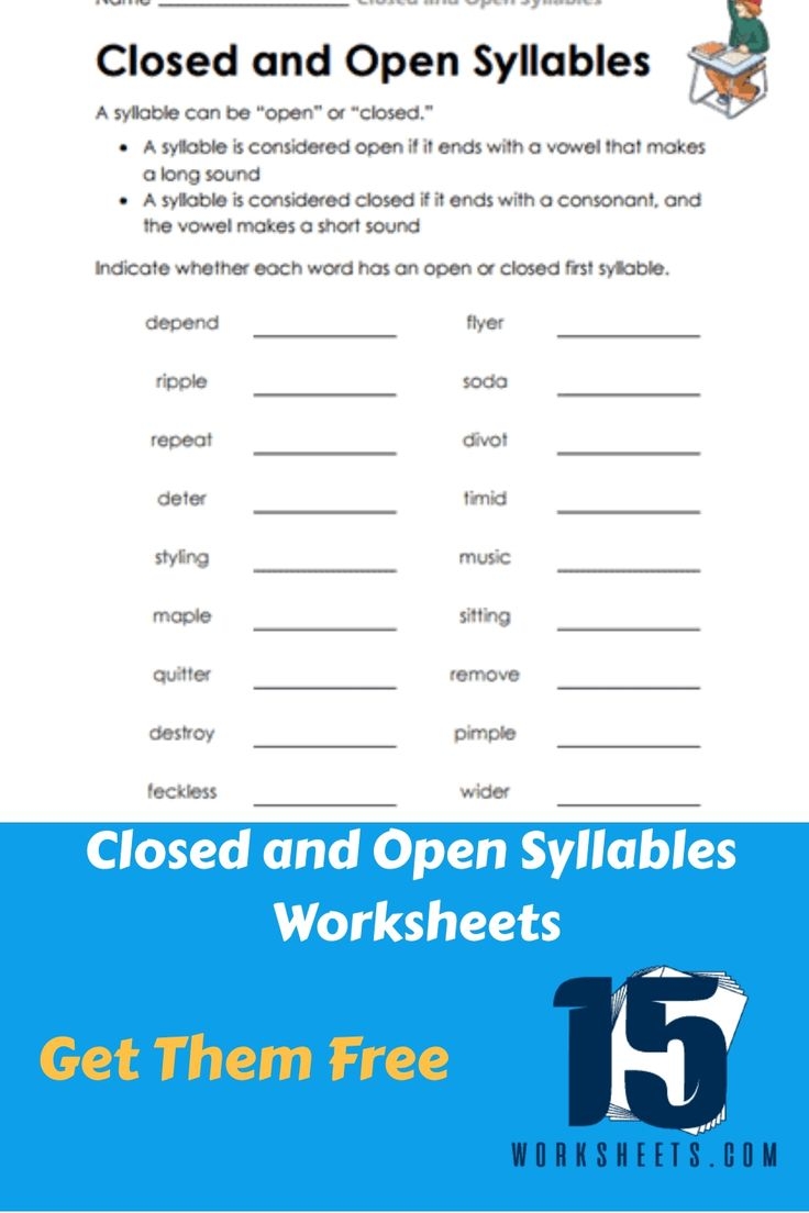 Closed And Open Syllables Worksheets Closed And Open Syllables Worksheets