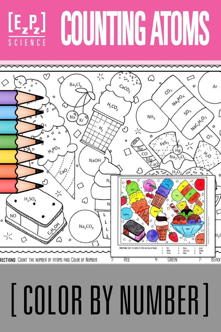Counting Atoms Chemistry Color By Number Ice Cream No Prep Print And Go Counting Atoms Chemistry Color By Number Ice Cream No Prep Print And Go