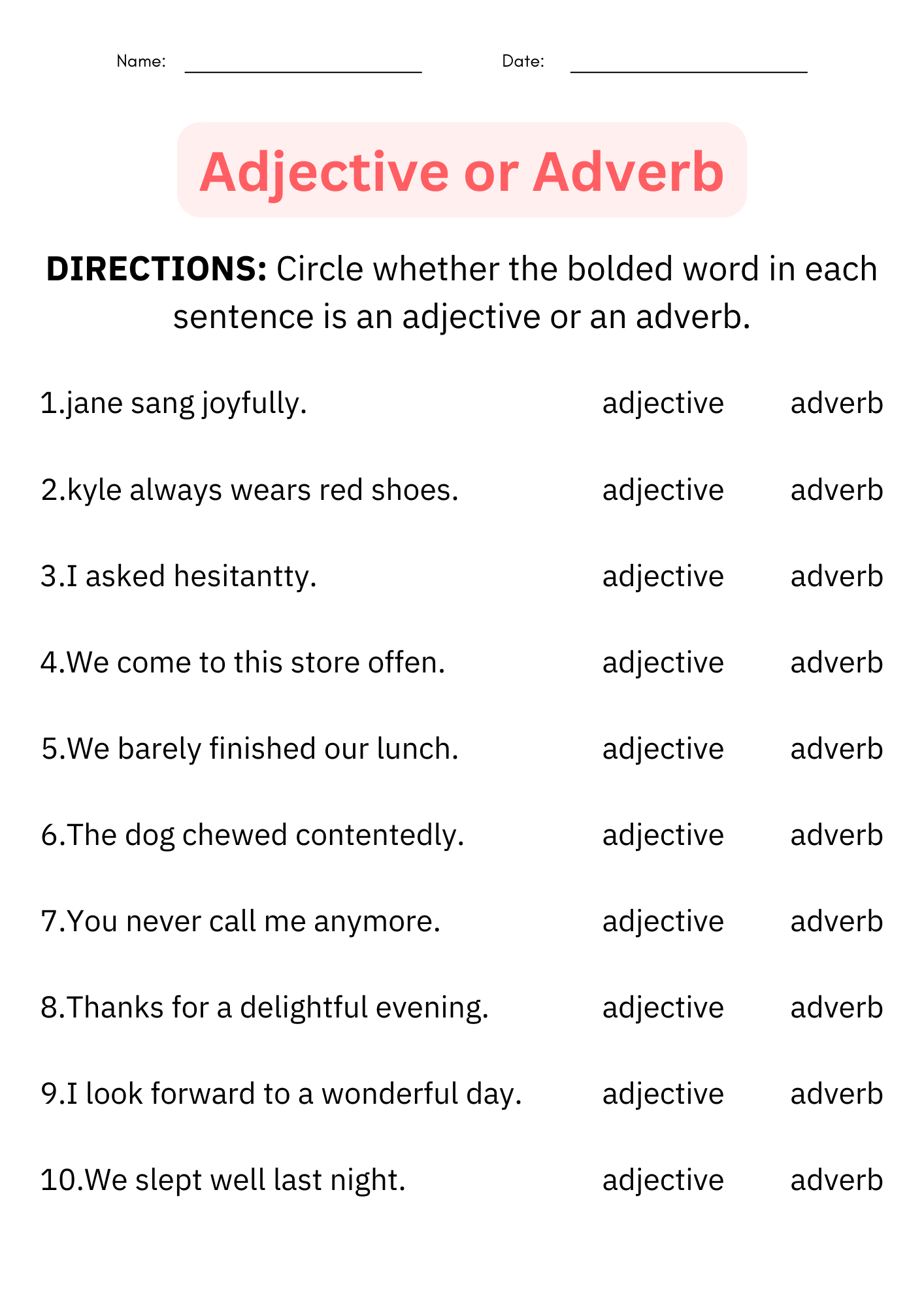 Daily Grammar Activities Adjectives Adverbs Worksheets 3rd 4th 5th Grade Teaching Resources Daily Grammar Activities Adjectives Adverbs Worksheets 3rd 4th 5th Grade Teaching Resources