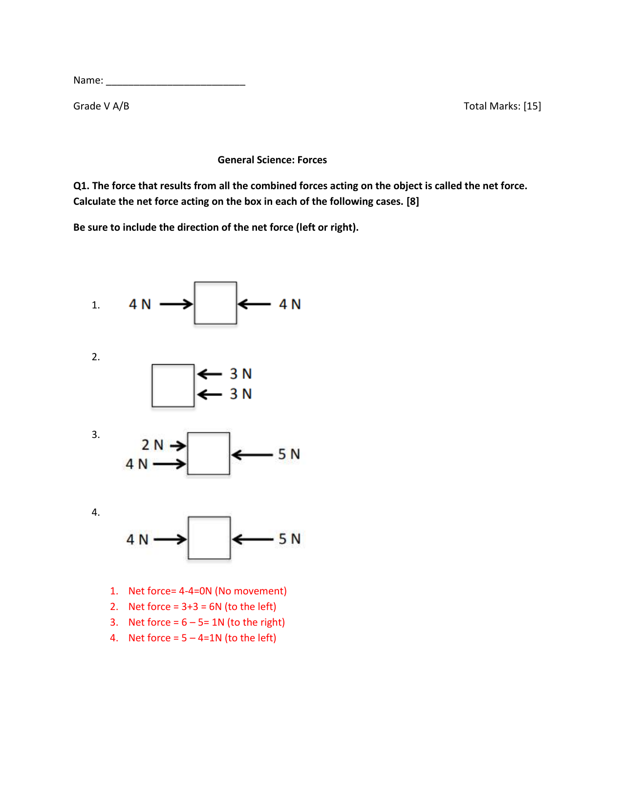 net force worksheet net force worksheet