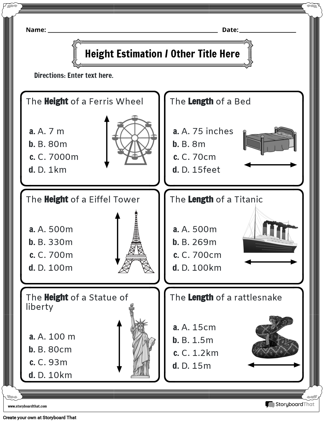 Free Metric Worksheets Customize With Storyboard That Free Metric Worksheets Customize With Storyboard That