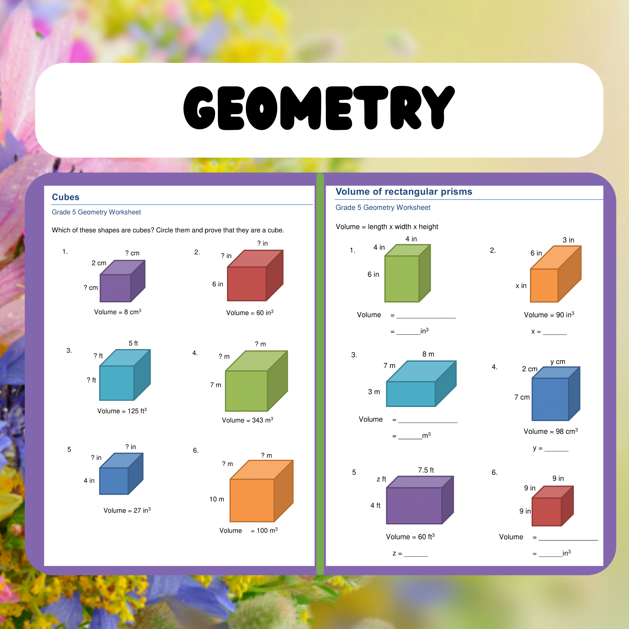 Geometry Rectangular Prisms Volume And Surface Area Worksheets Made By Teachers Geometry Rectangular Prisms Volume And Surface Area Worksheets Made By Teachers