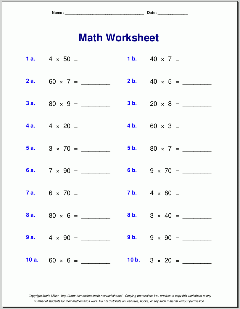 math worksheets for fourth graders