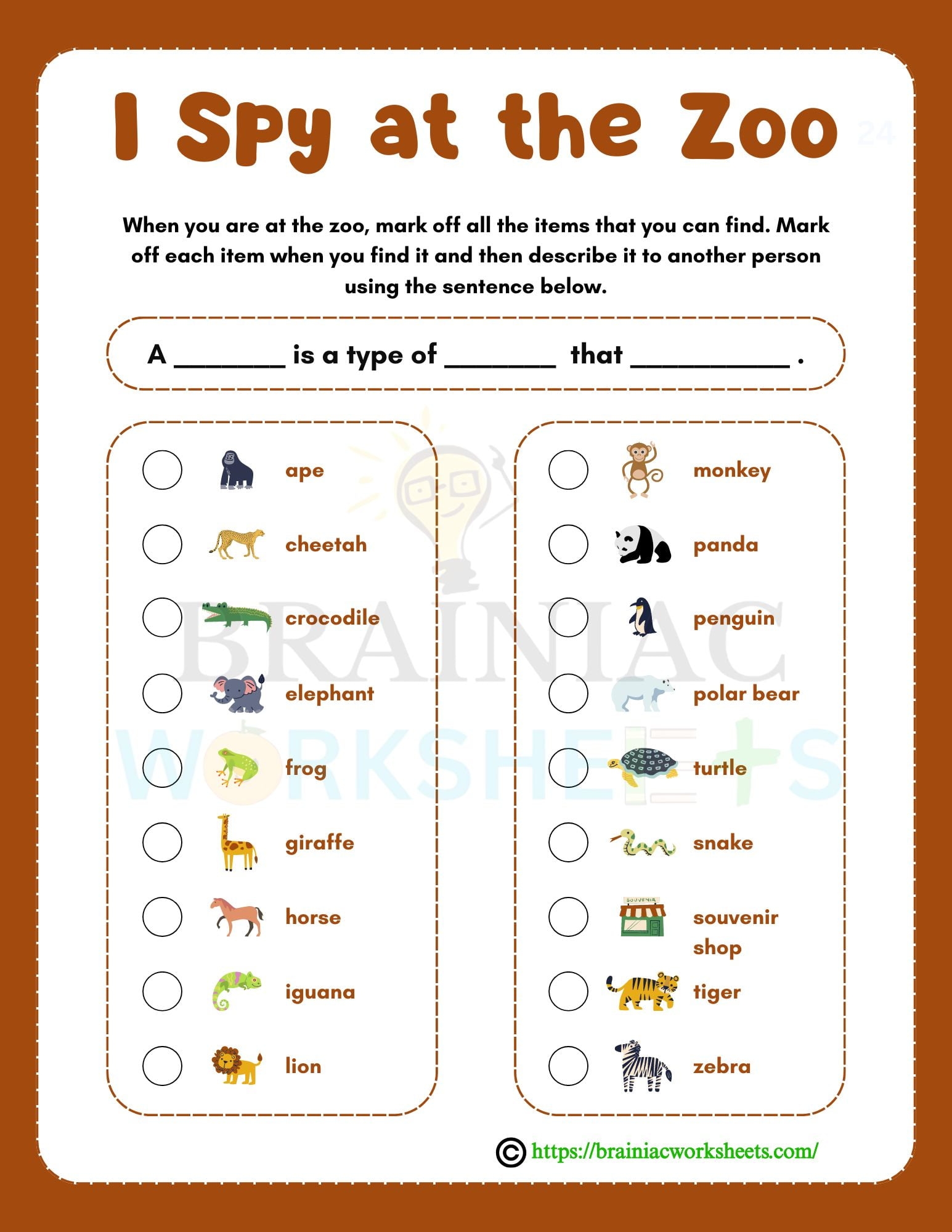 I Spy At The Zoo Class 5 Science Activity Worksheet Brainiac Worksheets I Spy At The Zoo Class 5 Science Activity Worksheet Brainiac Worksheets