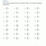 Improper Fraction Worksheets