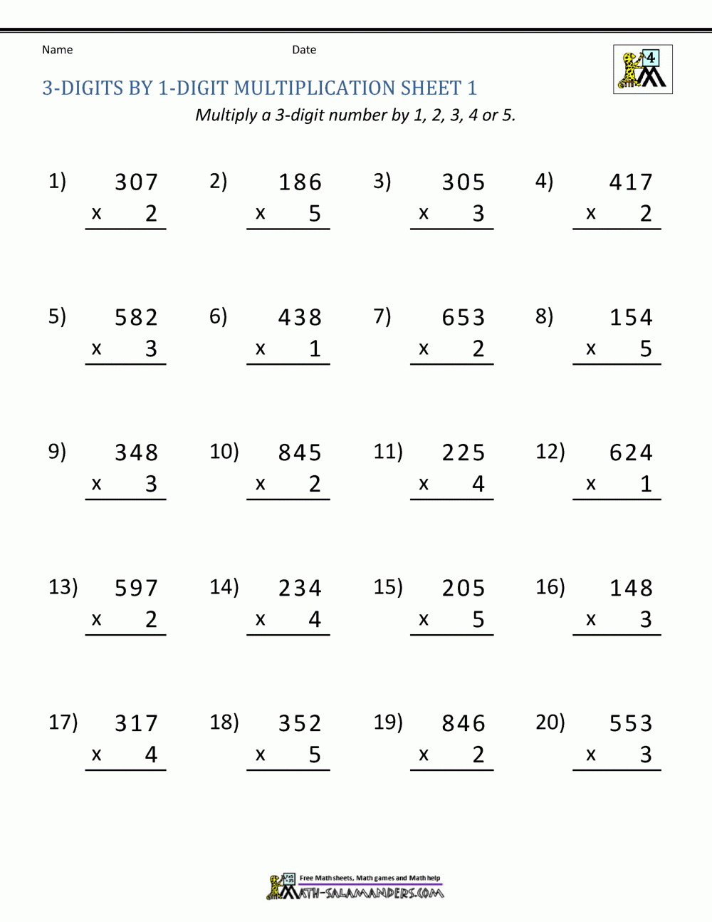 Math Multiplication Worksheets 4th Grade Math Multiplication Worksheets 4th Grade