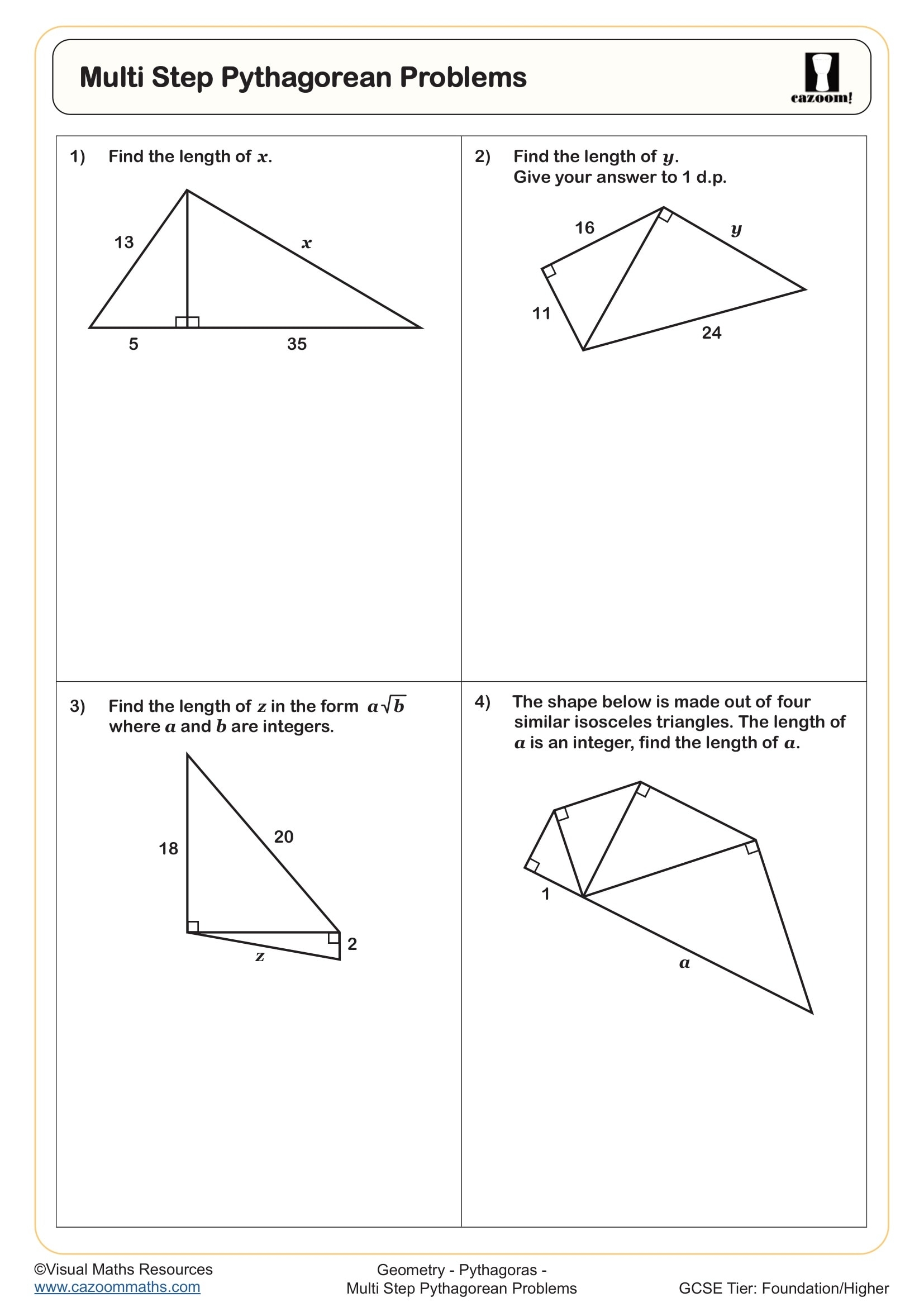 Multi Step Pythagorean Problems Worksheet Fun And Engaging Year 9 10 And 11 Geometry Worksheet Multi Step Pythagorean Problems Worksheet Fun And Engaging Year 9 10 And 11 Geometry Worksheet