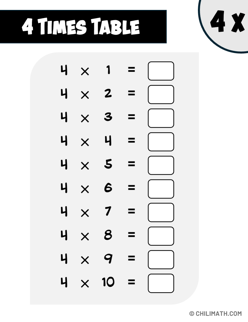 4 times table worksheet 4 times table worksheet